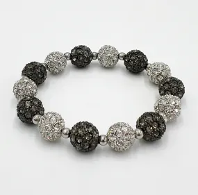 Mens Clear Stones Bracelets Silver Black