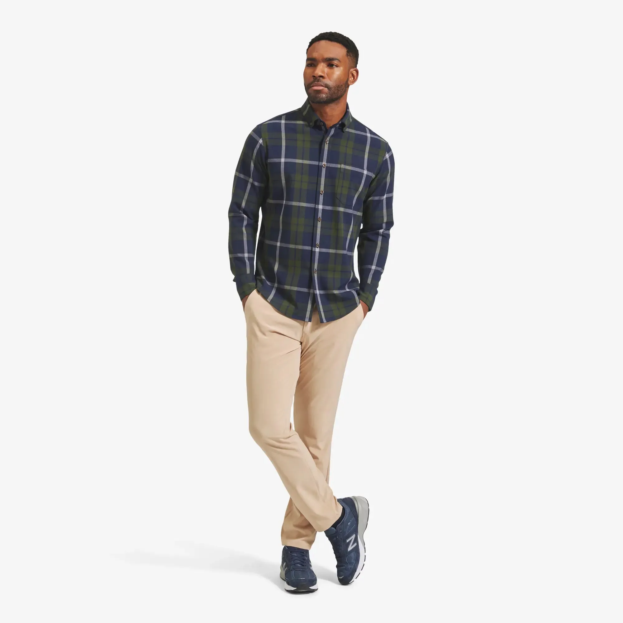 Men's Mizzen and Main | City Flannel | Olive Navy Large Plaid