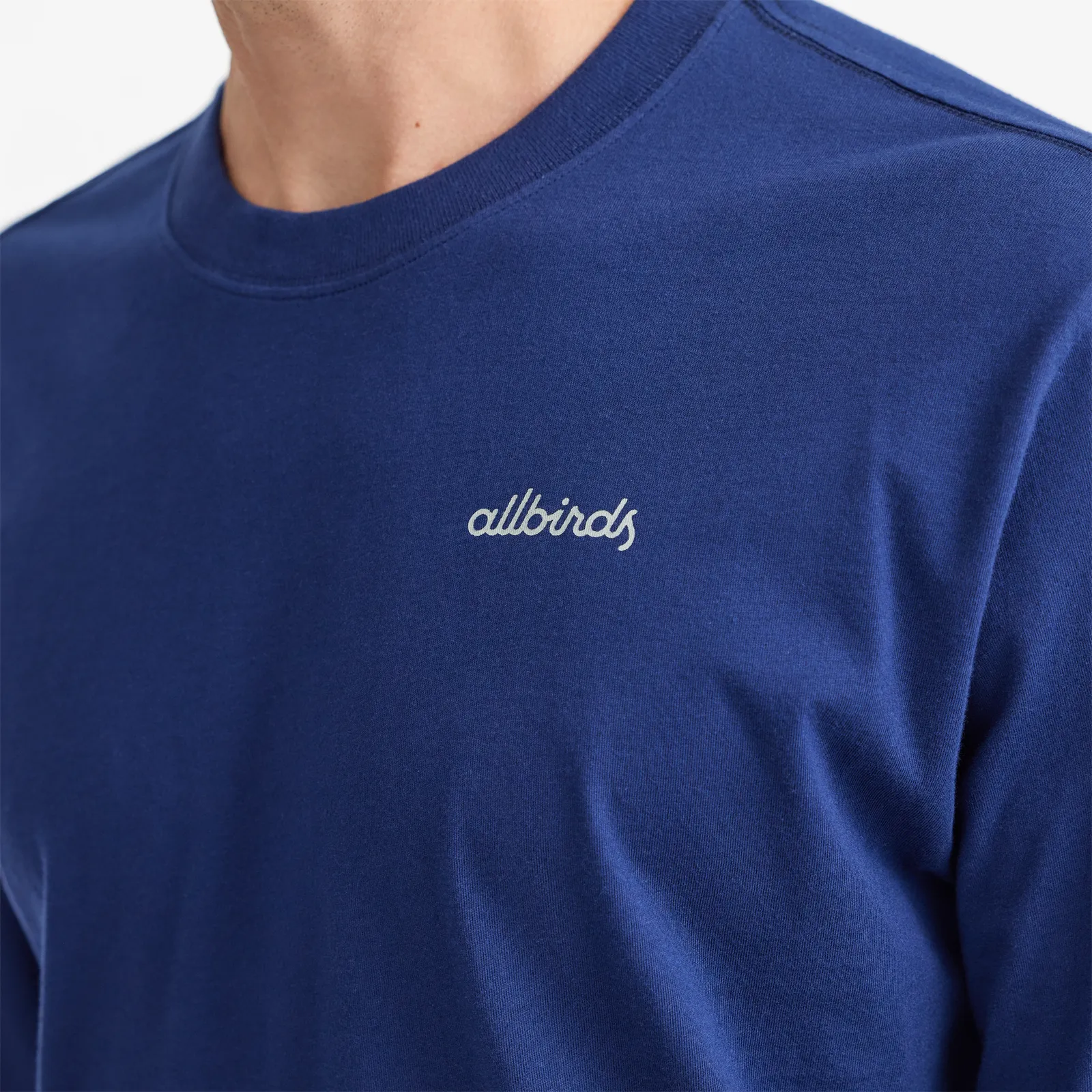 Men's Organic Cotton Long Sleeve Tee - Logo - Deep Navy