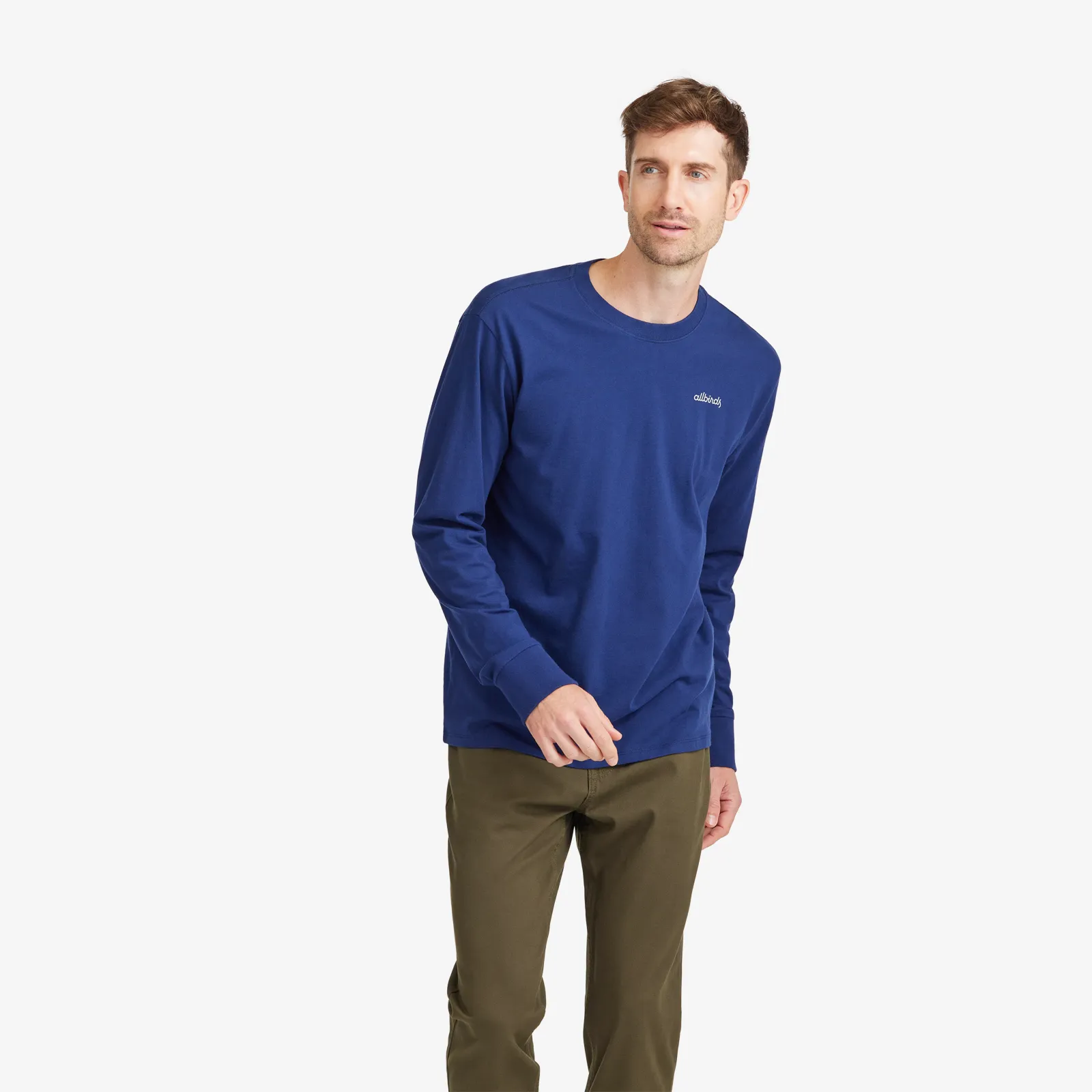 Men's Organic Cotton Long Sleeve Tee - Logo - Deep Navy