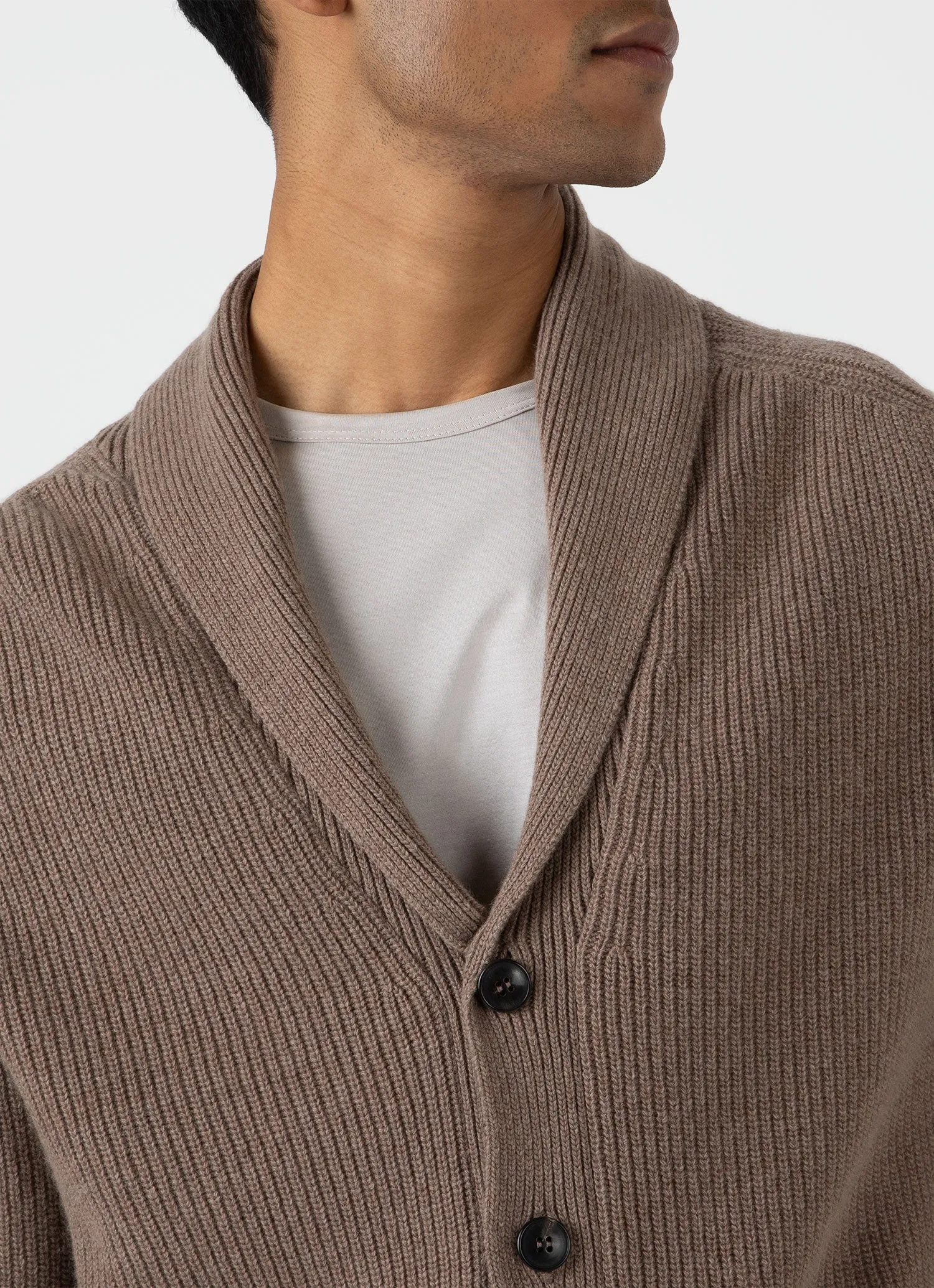 Men's Shawl Neck Cardigan in Sandstone