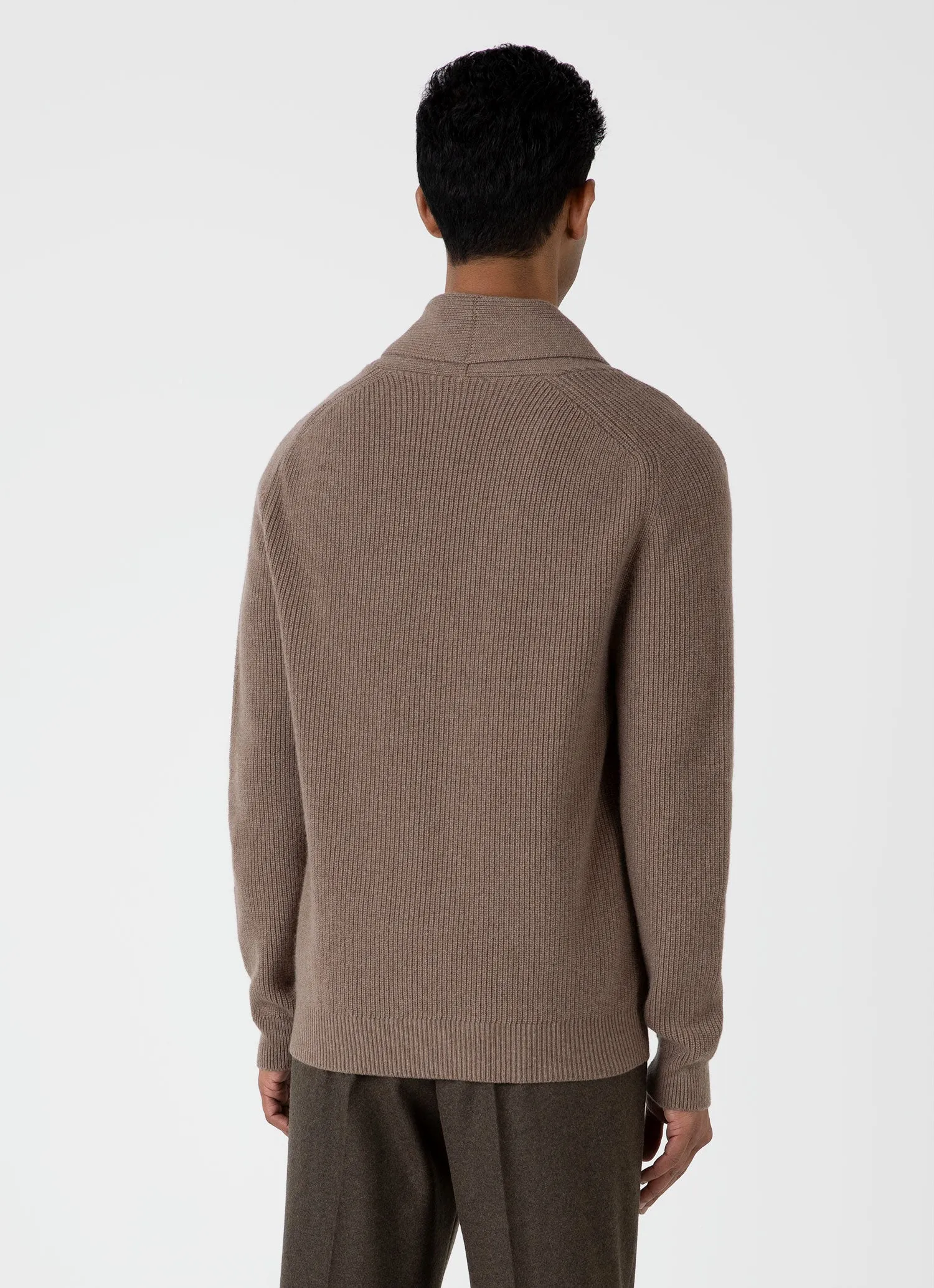 Men's Shawl Neck Cardigan in Sandstone