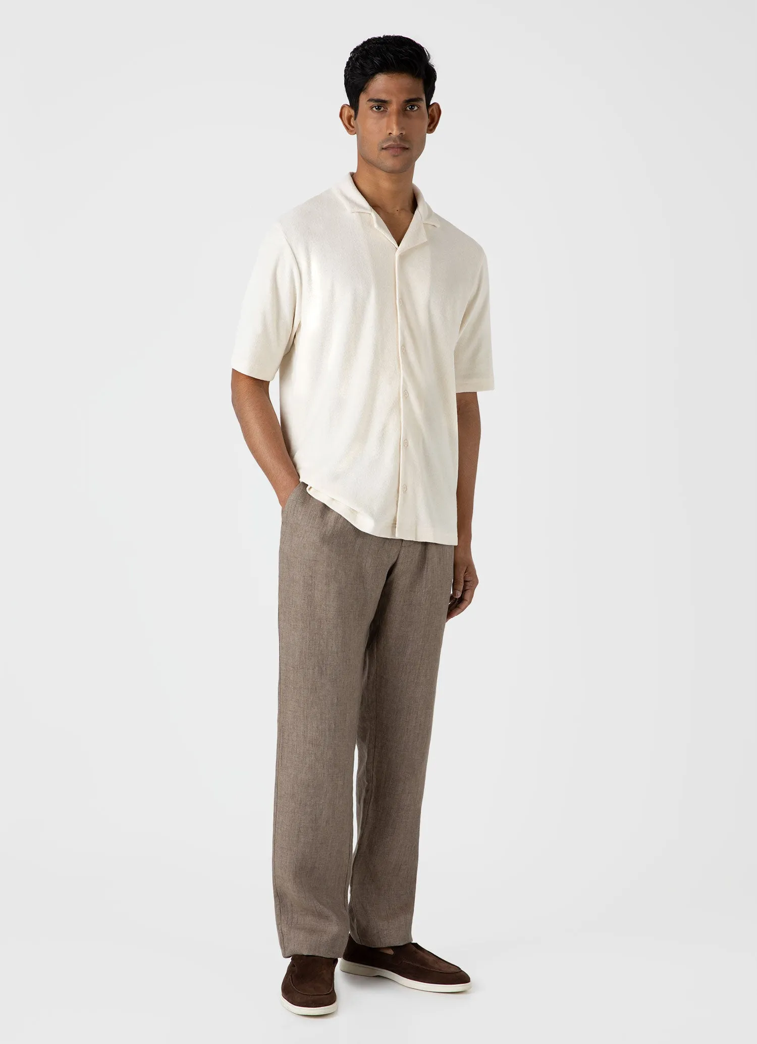 Men's Undyed Towelling Camp Collar Shirt in Undyed