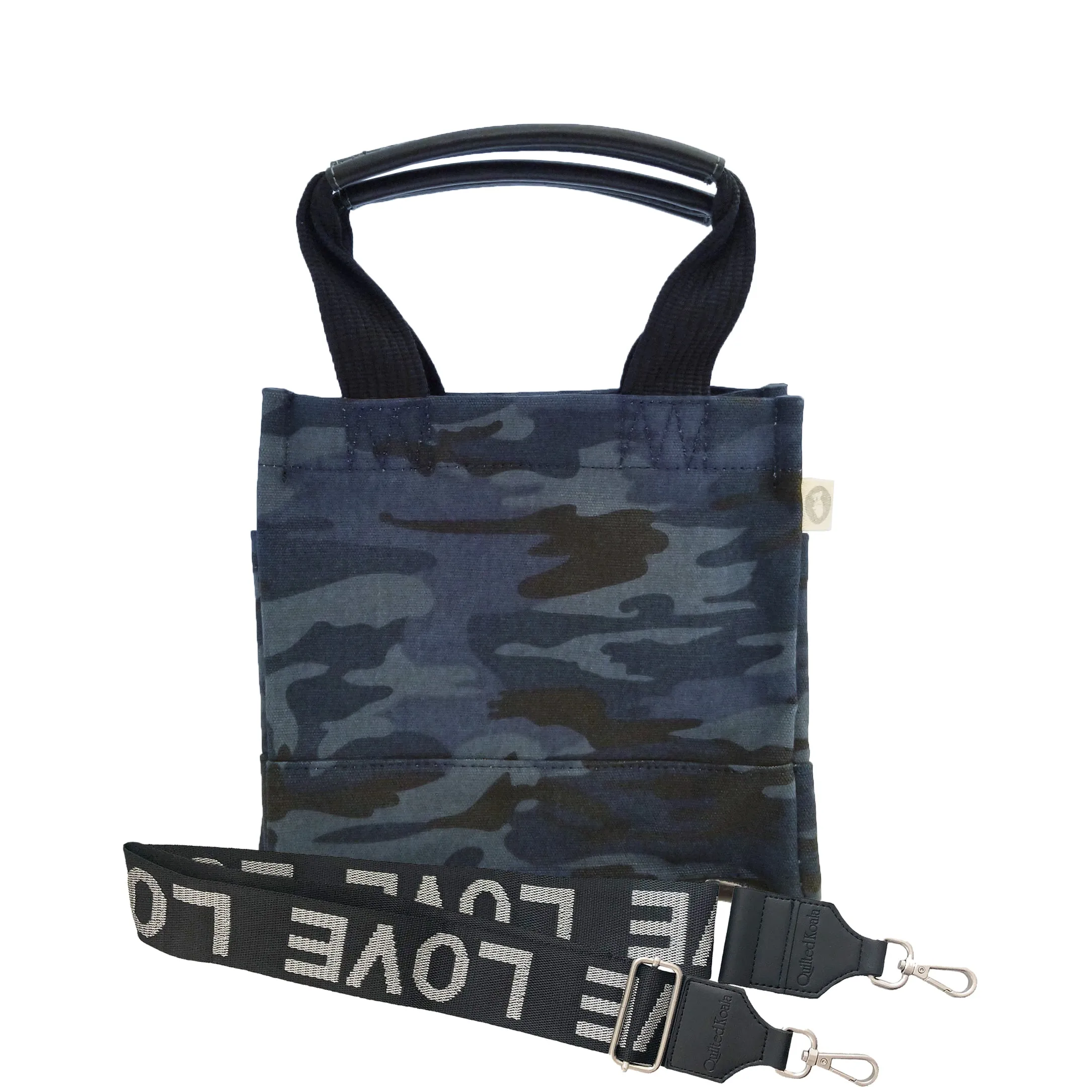 Mini Luxe North South: Dark Blue Camouflage with Color Stripes