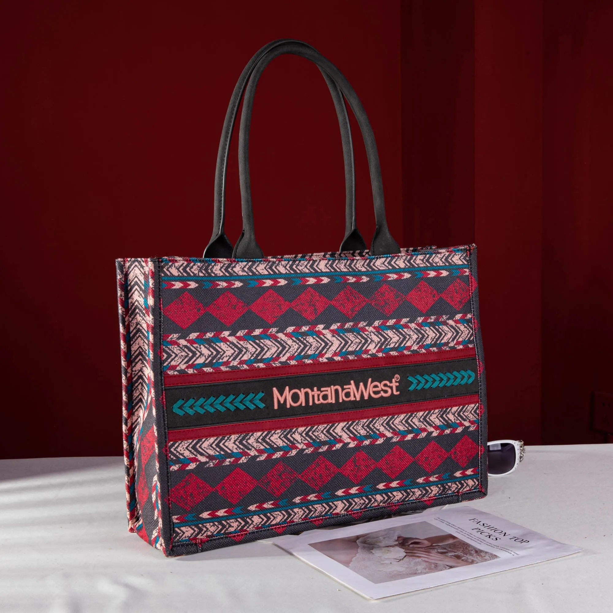 Montana West Southwestern Print Crossbody Tote Bag