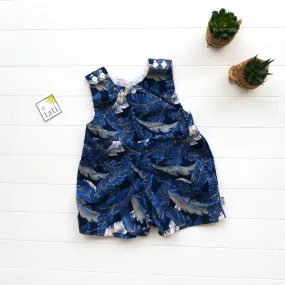 Oak Playsuit in Banana Leaves Navy Print