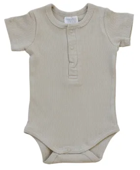 Oatmeal Organic Cotton Ribbed Snap Bodysuit