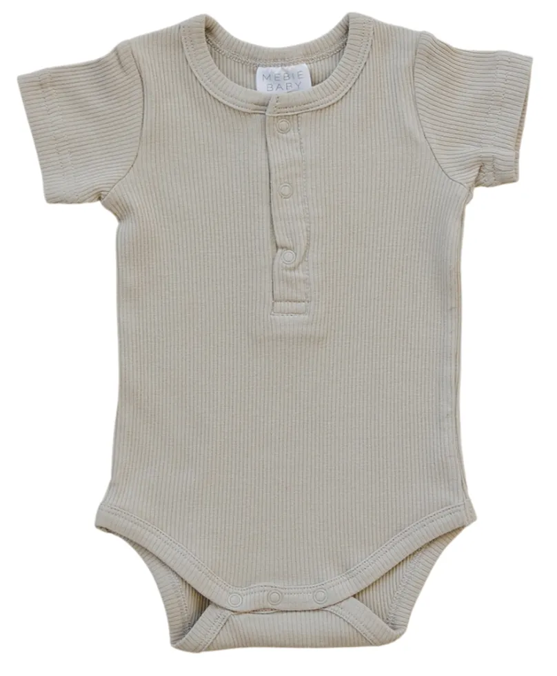 Oatmeal Organic Cotton Ribbed Snap Bodysuit