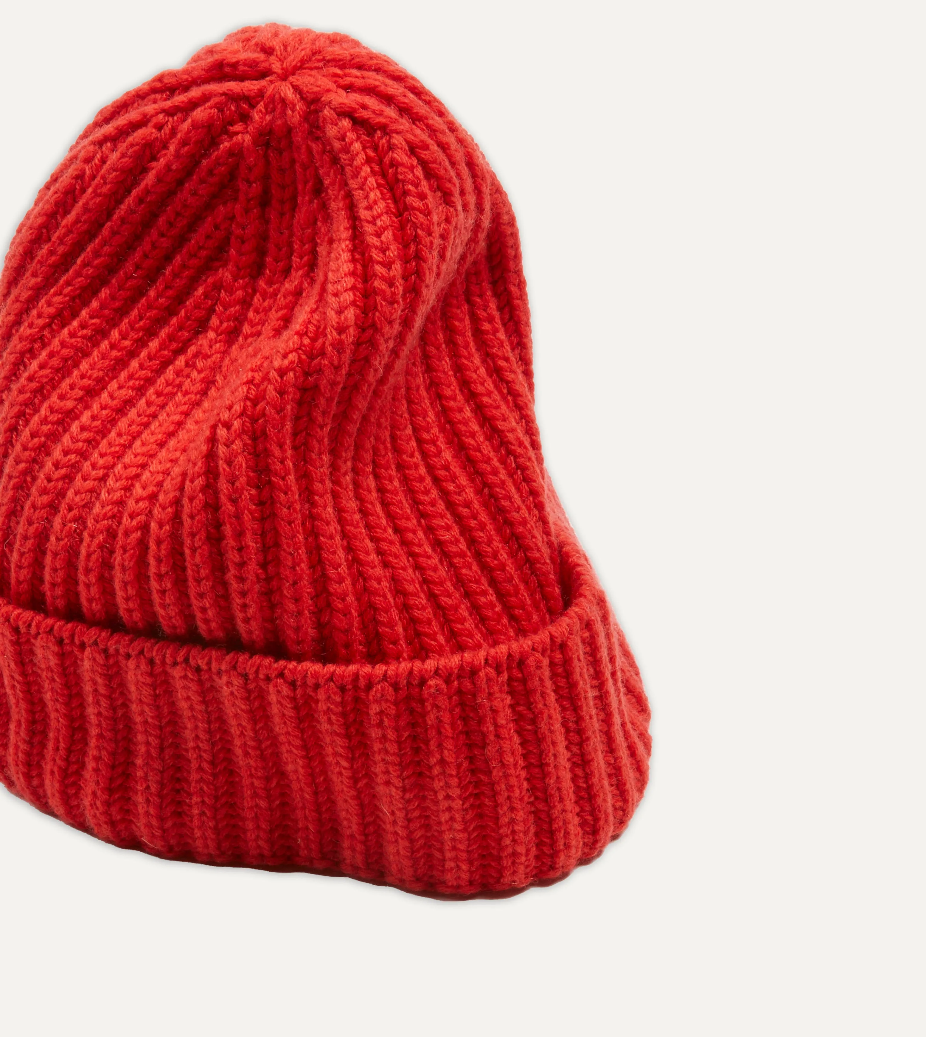 Orange Cashmere Ribbed Knit Cap