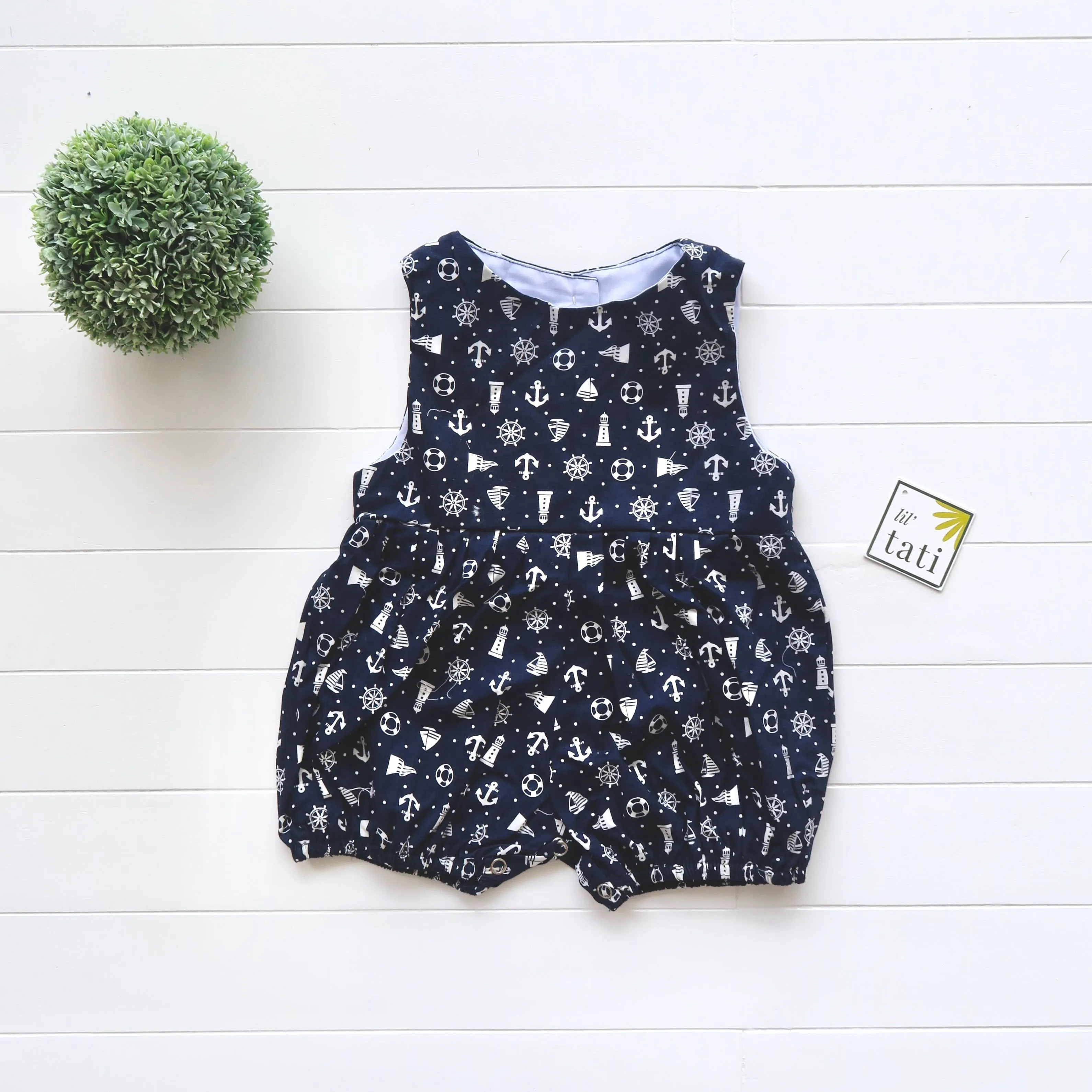 Orchid Playsuit in Sailor Blue Print