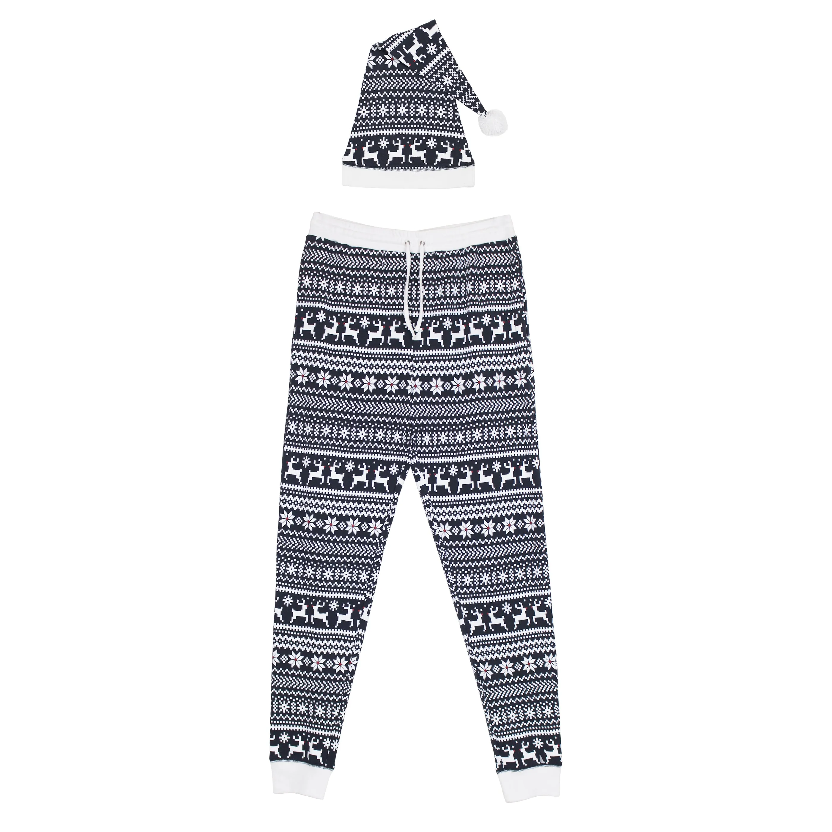 Organic Holiday Men's Jogger & Cap Set in Rudolph