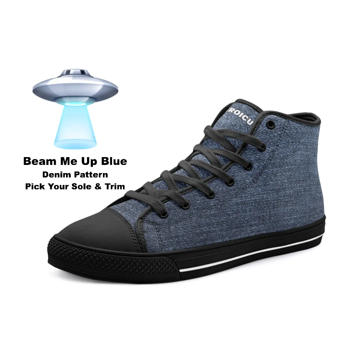 Our Best Canvas High Top Sneaker Men and Women Blue Denim Pattern