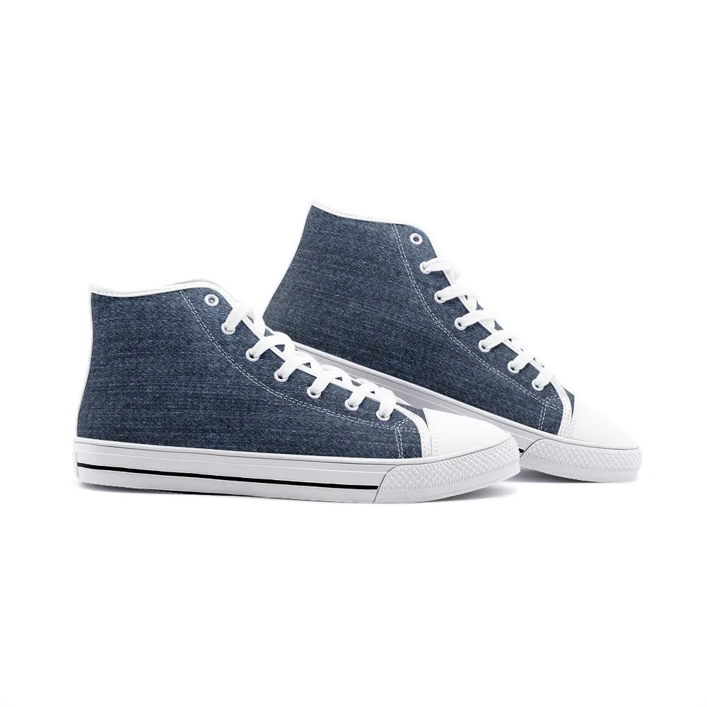 Our Best Canvas High Top Sneaker Men and Women Blue Denim Pattern