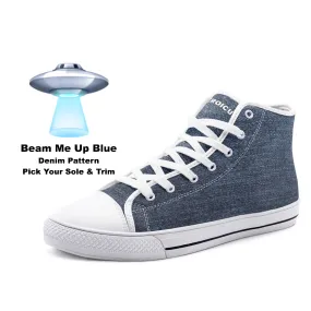 Our Best Canvas High Top Sneaker Men and Women Blue Denim Pattern