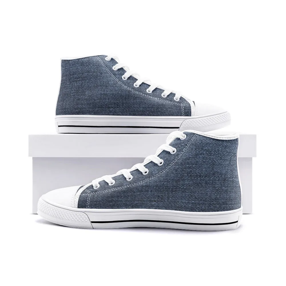 Our Best Canvas High Top Sneaker Men and Women Blue Denim Pattern