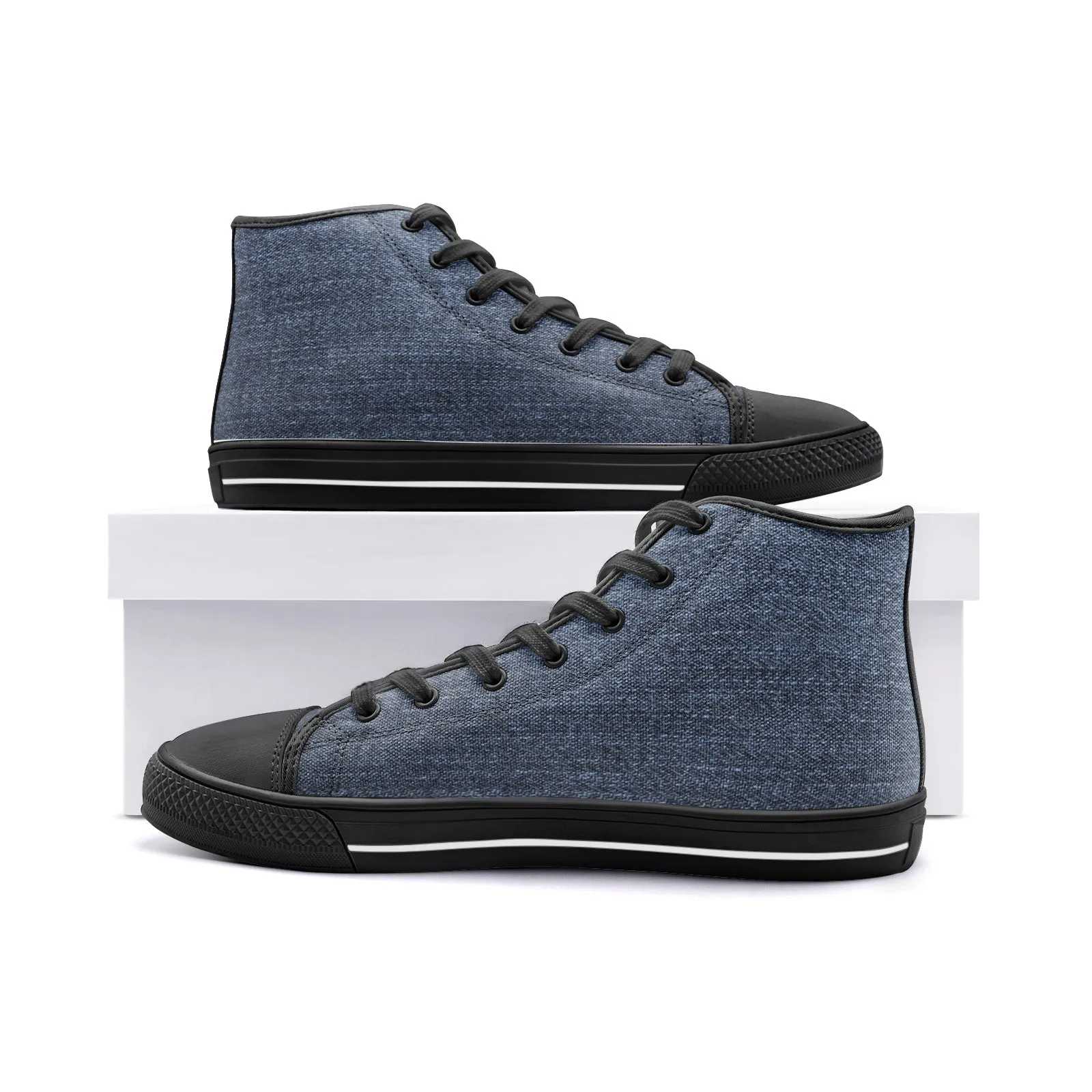 Our Best Canvas High Top Sneaker Men and Women Blue Denim Pattern