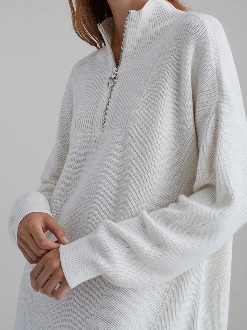 Oversized Sporty Quarter Zip Pullover Sweater