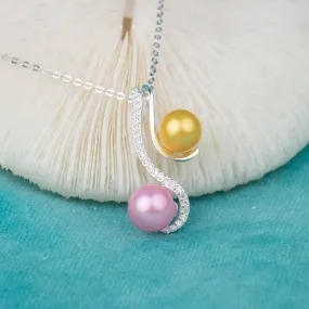 P030673 DIY 7-9mm Natural Freshwater pearl pendant accessory 925 sterling silver engagement jewelry necklace for women