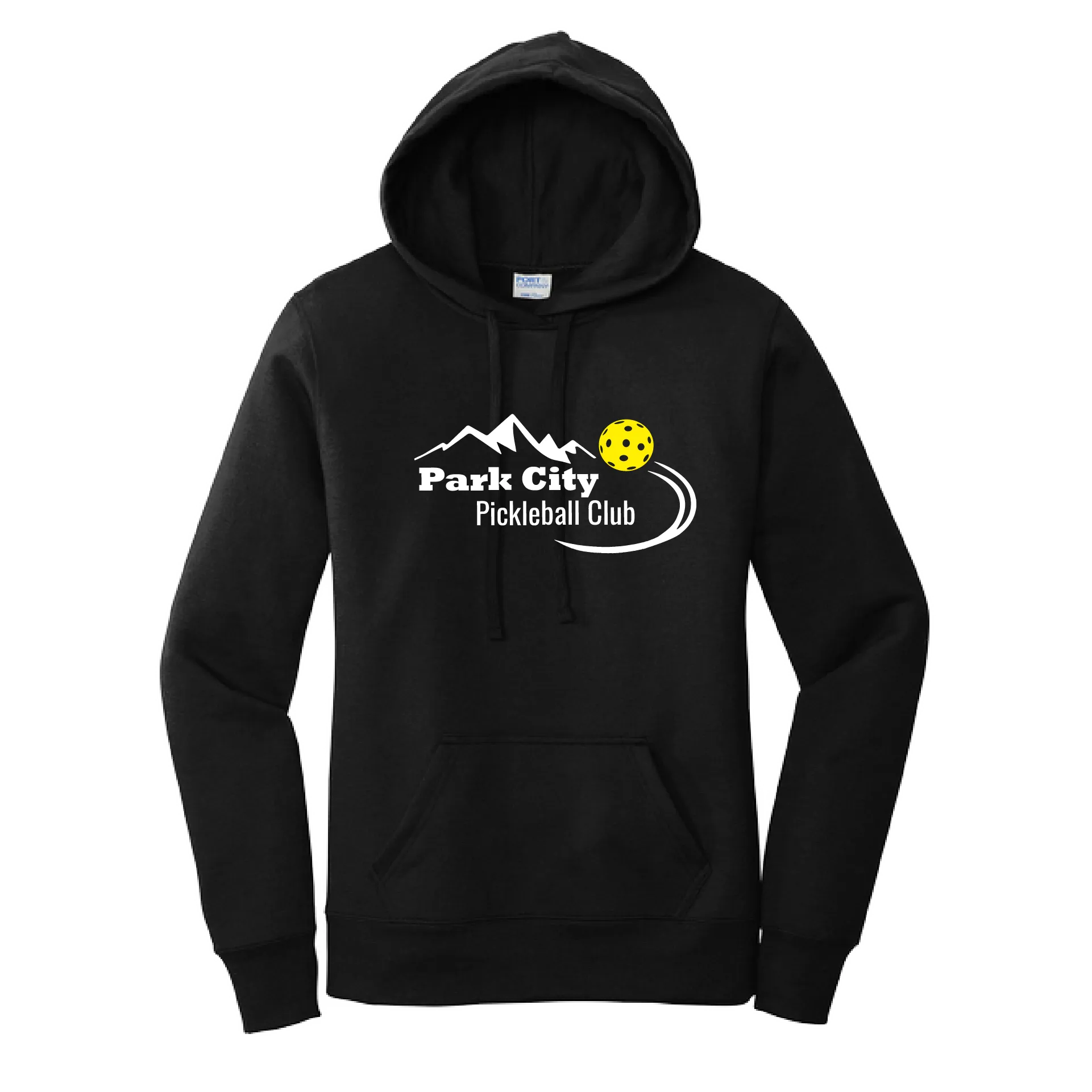 Park City Pickleball Club (White Words) Customizable | Women’s Fitted Hoodie Pickleball Sweatshirt | 50% Cotton 50% Poly Fleece