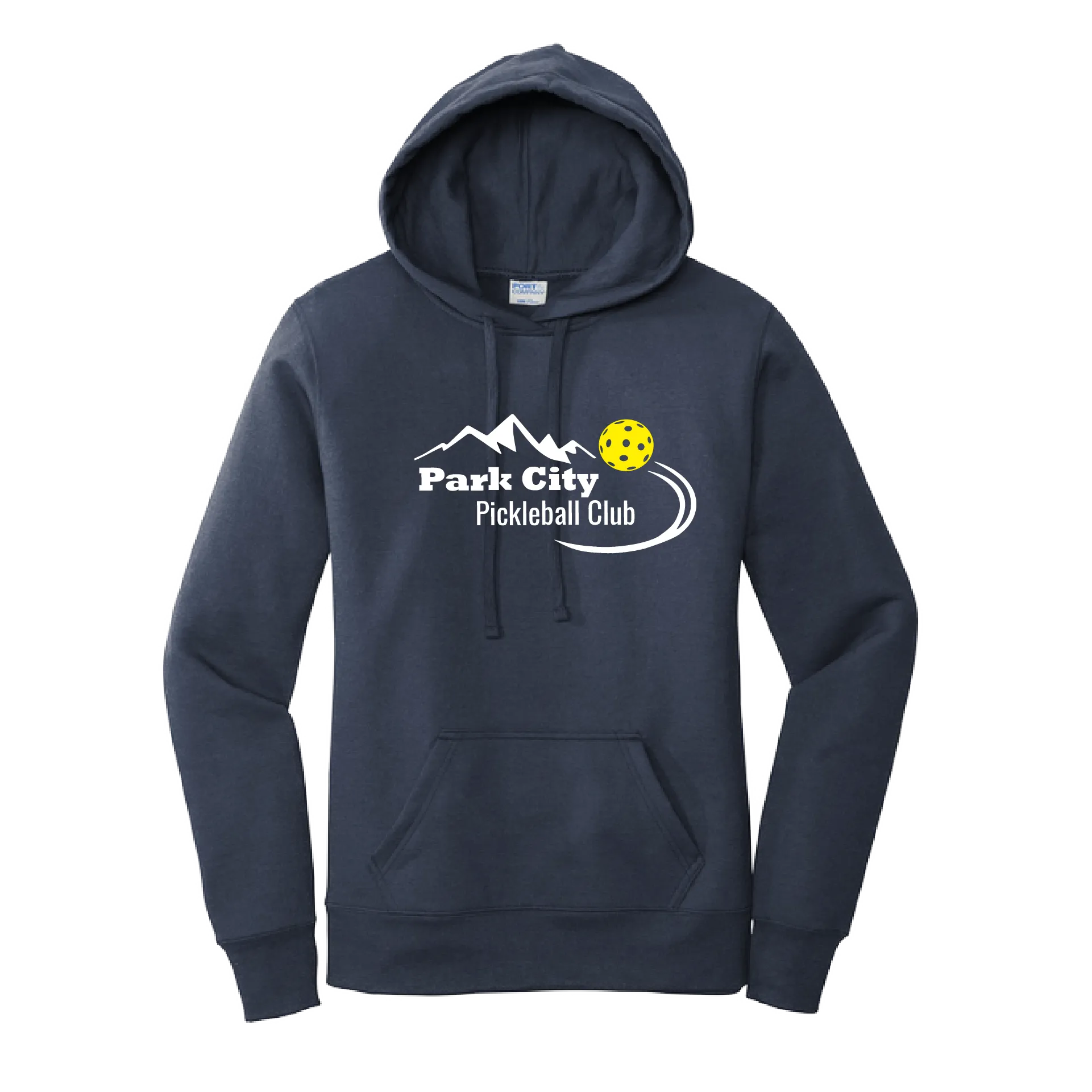 Park City Pickleball Club (White Words) Customizable | Women’s Fitted Hoodie Pickleball Sweatshirt | 50% Cotton 50% Poly Fleece