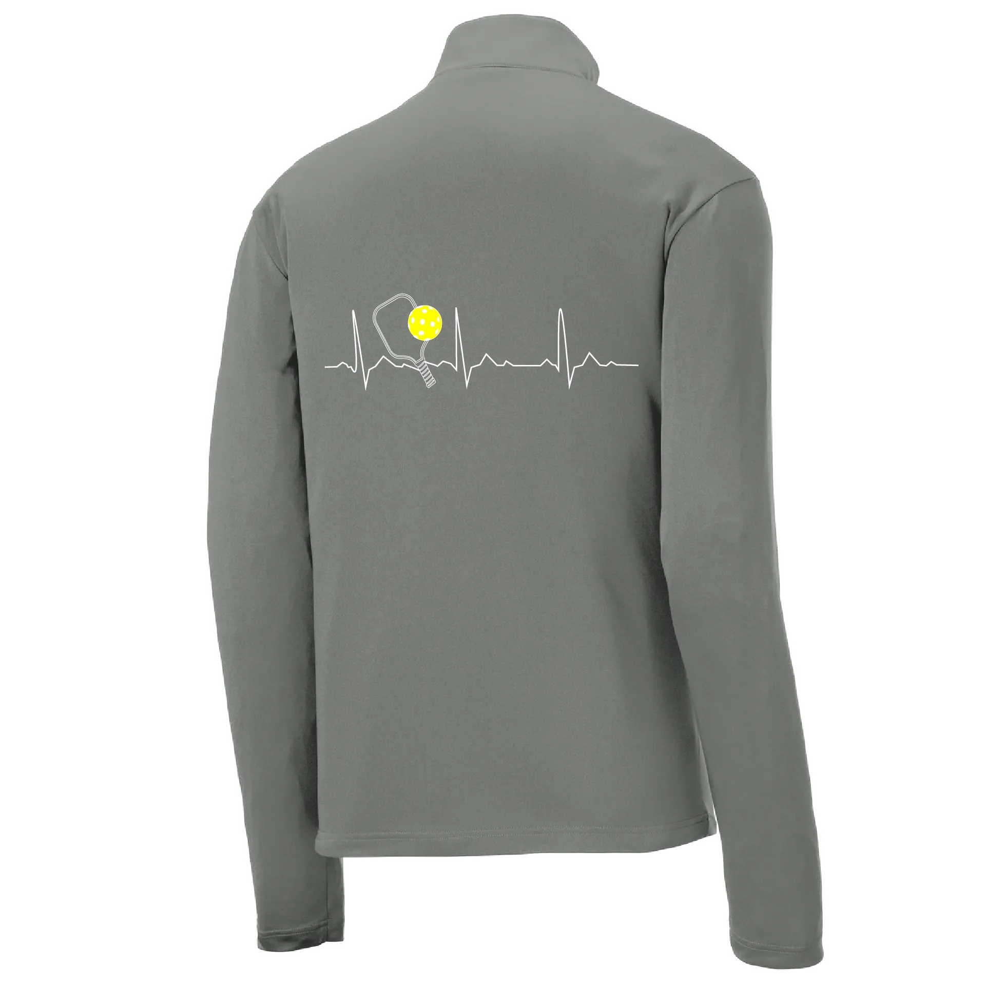 Pickleball Heartbeat EKG | Men's 1/4 Zip Long Sleeve Pullover Athletic Shirt | 100% Polyester