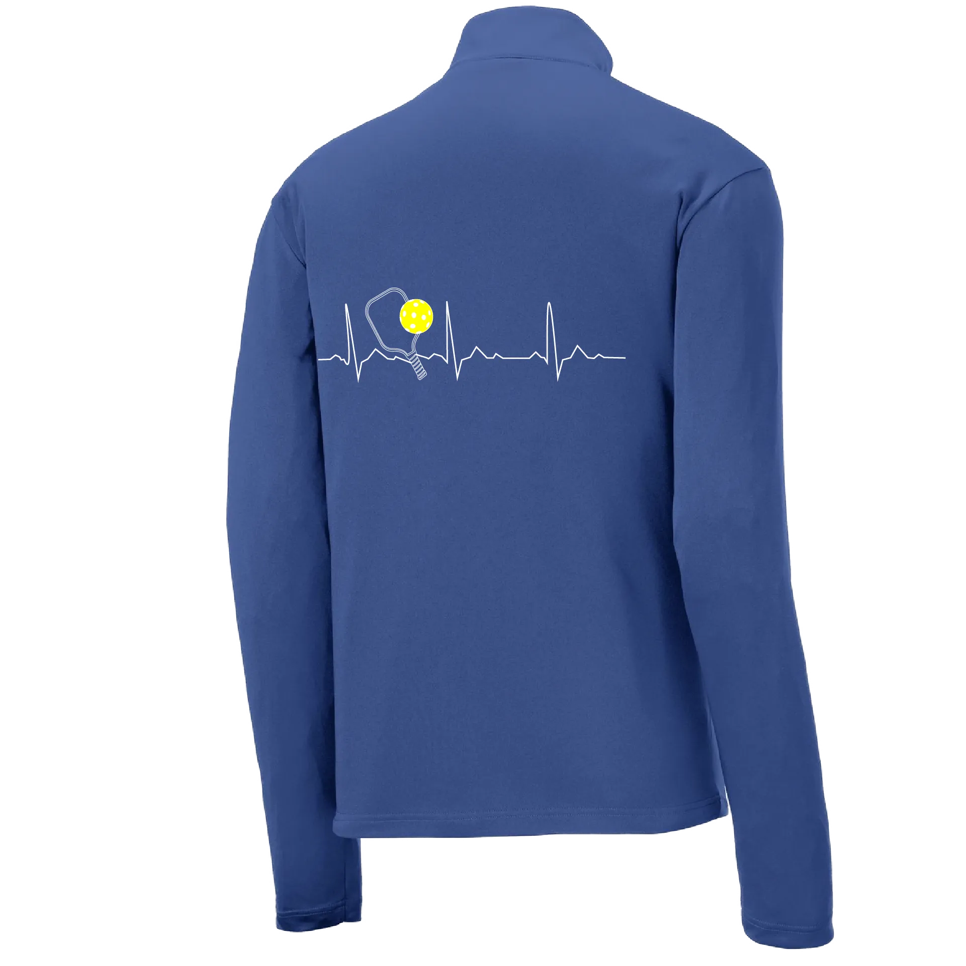 Pickleball Heartbeat EKG | Men's 1/4 Zip Long Sleeve Pullover Athletic Shirt | 100% Polyester