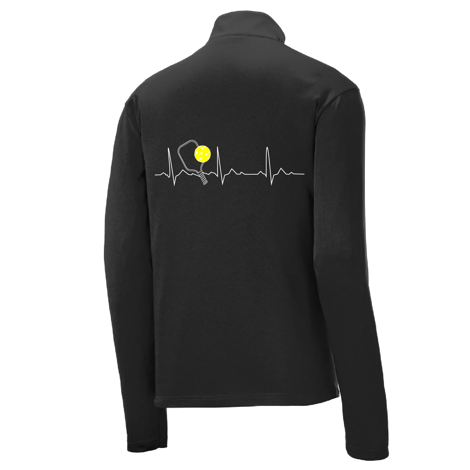 Pickleball Heartbeat EKG | Men's 1/4 Zip Long Sleeve Pullover Athletic Shirt | 100% Polyester