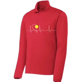 Pickleball Heartbeat EKG | Men's 1/4 Zip Long Sleeve Pullover Athletic Shirt | 100% Polyester