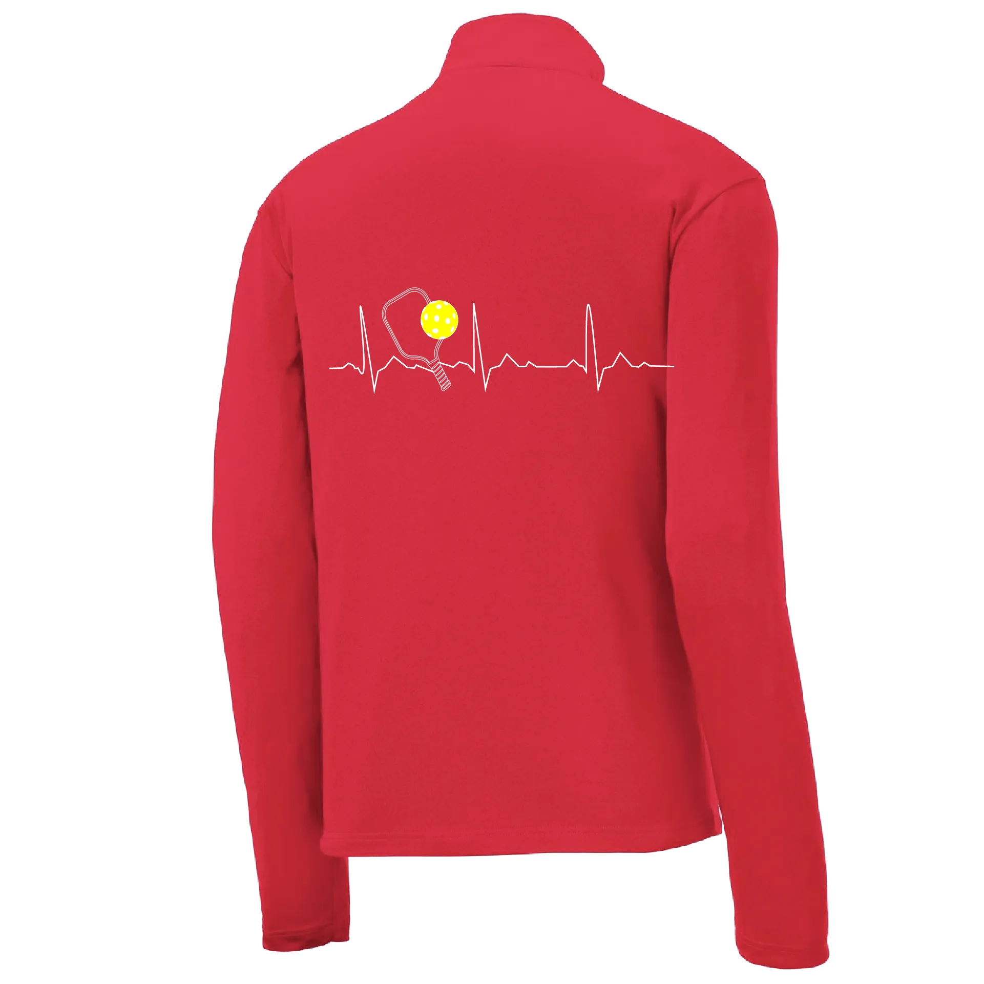 Pickleball Heartbeat EKG | Men's 1/4 Zip Long Sleeve Pullover Athletic Shirt | 100% Polyester