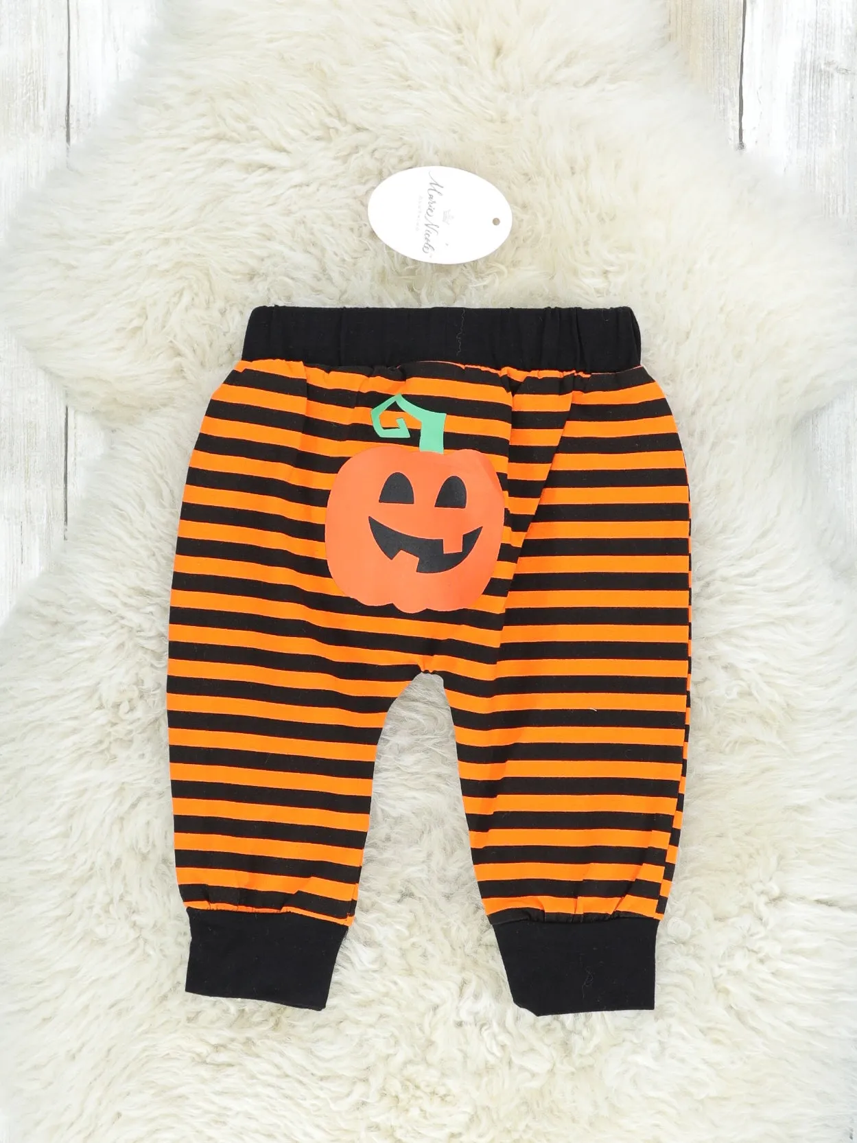 "My First Halloween" Onesie & Orange Striped Joggers Outfit