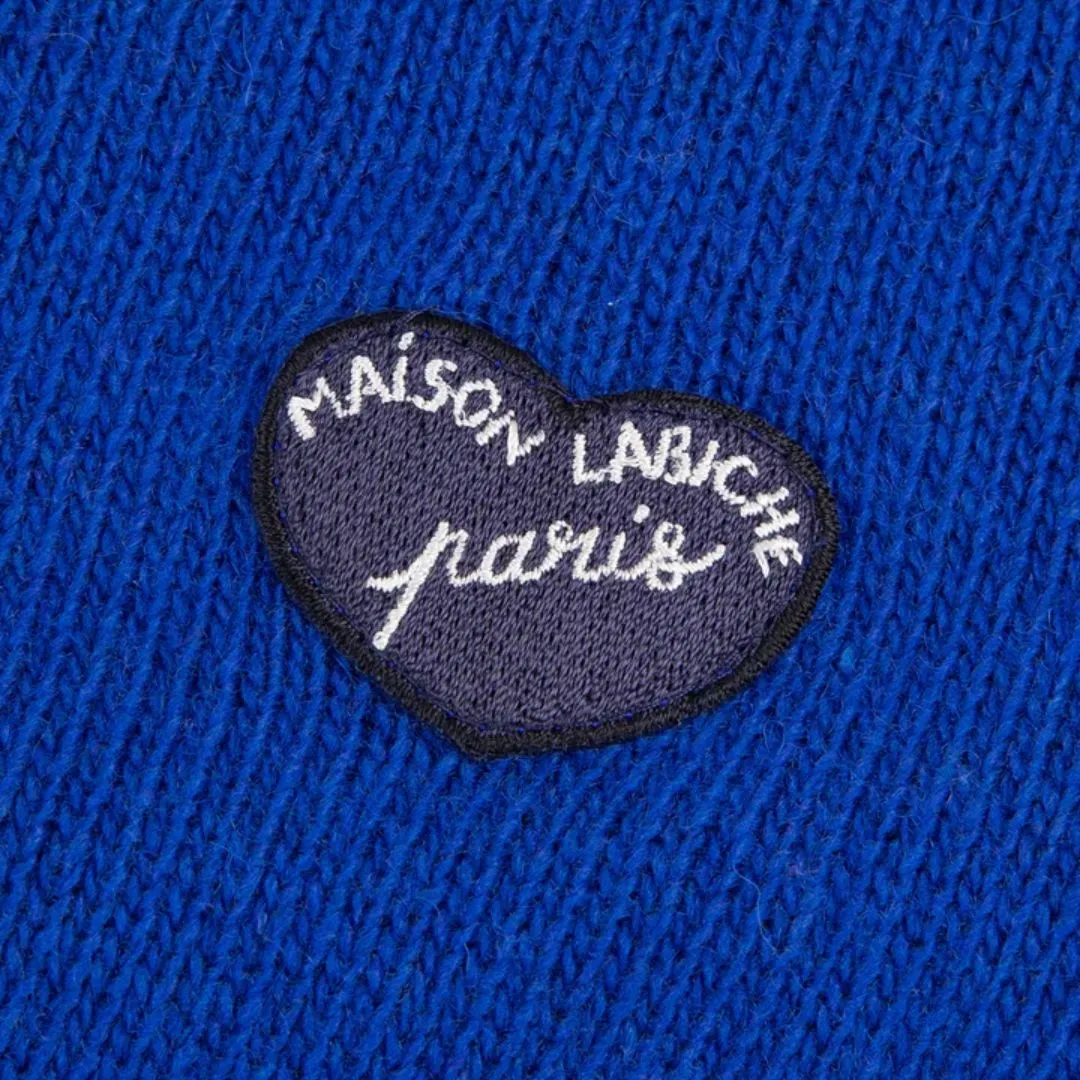 "Patch Coeur ML" Lhomme Recycled Wool Cardigan (Royal Blue)