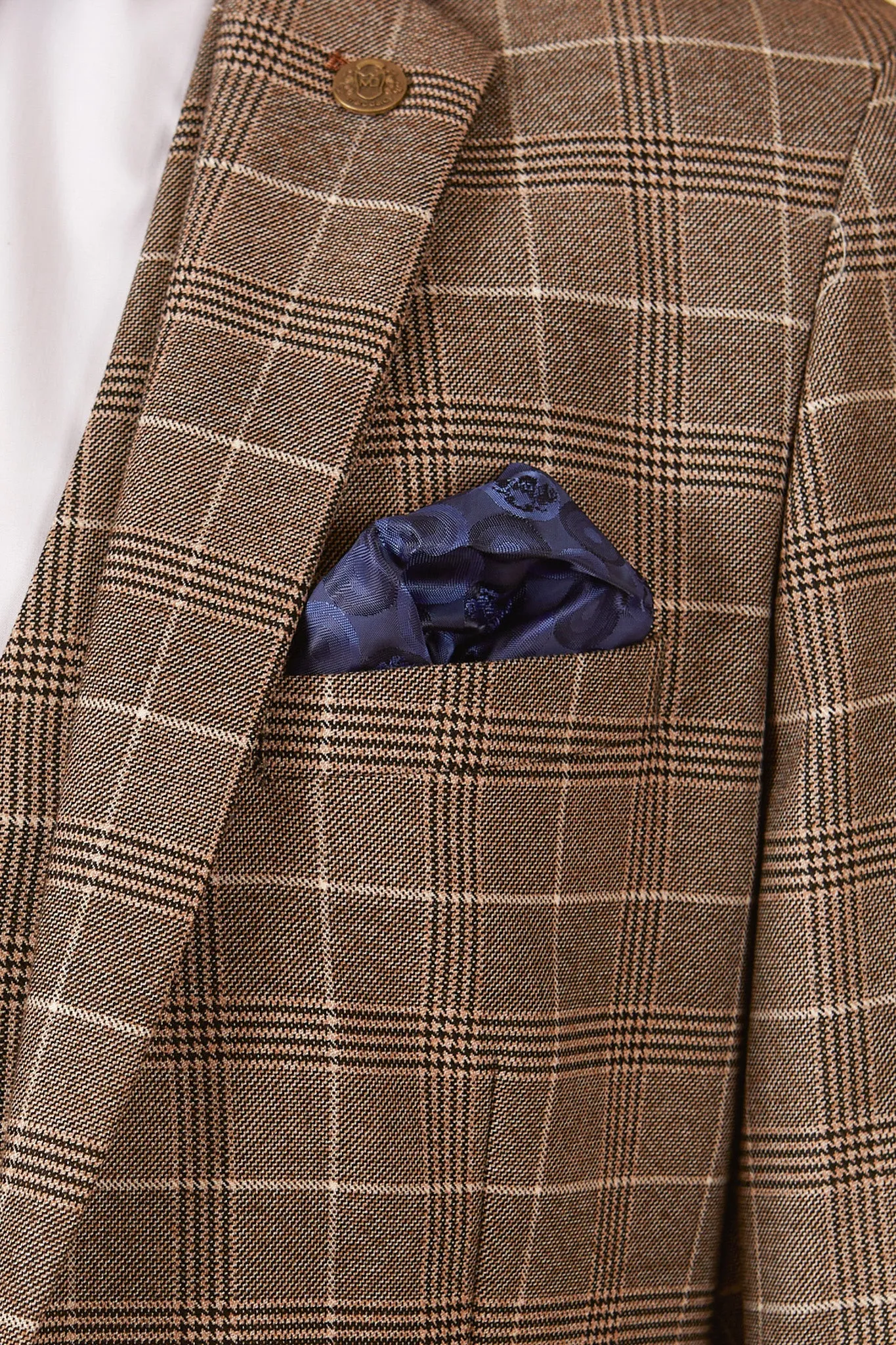 RAY - Tan Check Three Piece Suit