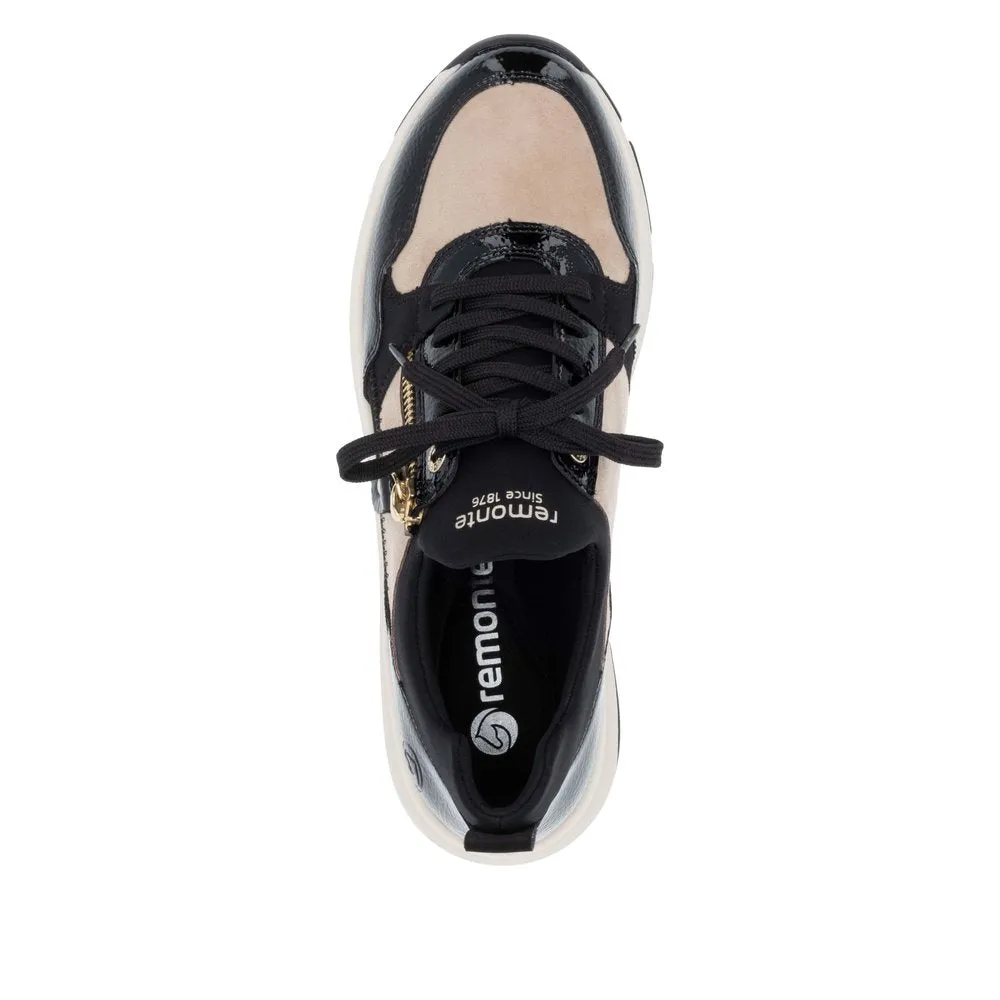 Remonte Ladies Shoes Black/Cream Trainers Sneaker Vegan D1S02-04