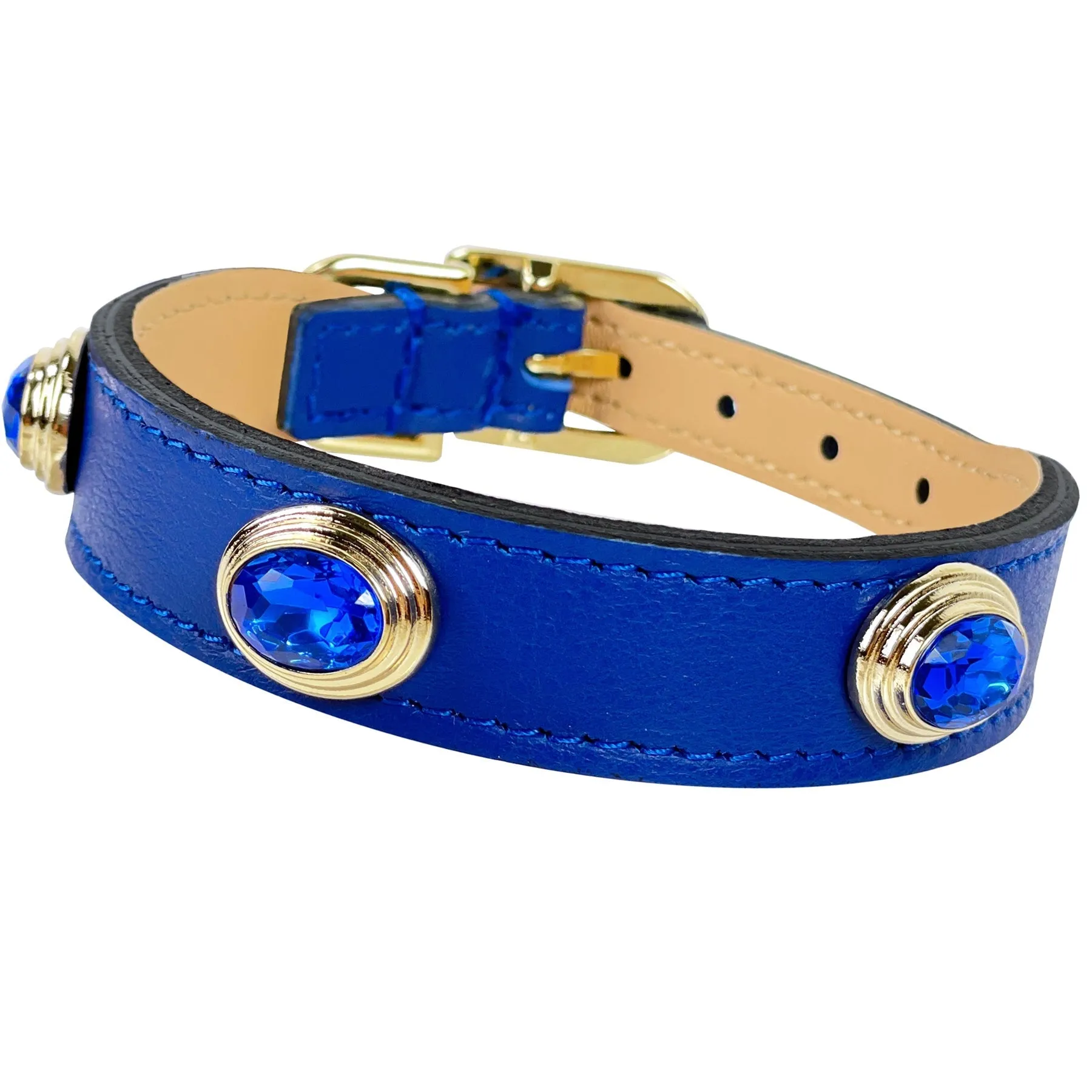 Royal Dog Collar in Cobalt Blue & Gold