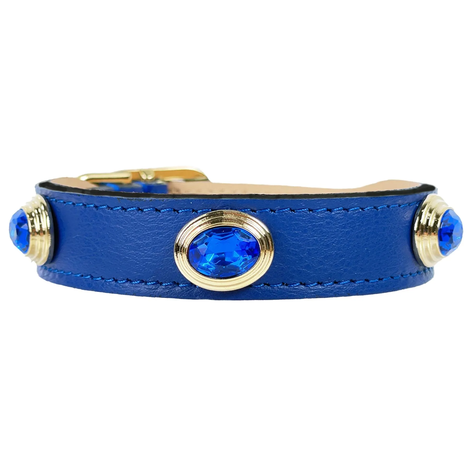 Royal Dog Collar in Cobalt Blue & Gold