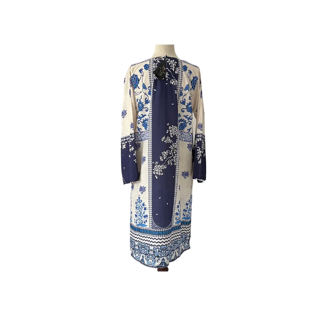 Sapphire Cream & Blue Digital Print Silk Kurta | Brand New |