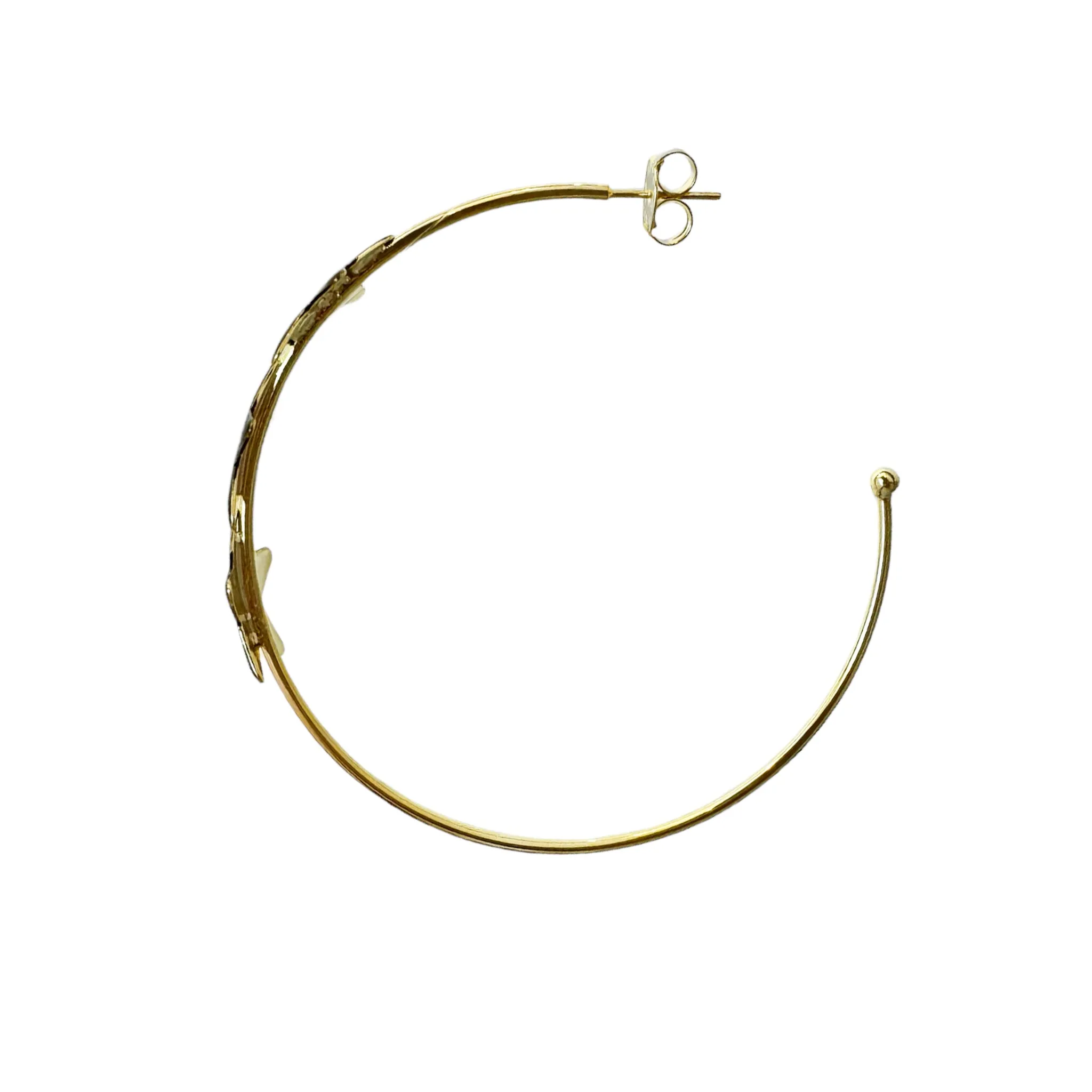 Sheila Fajl Silvina Star Statement Hoop Earrings in Black Resin and Gold Plated