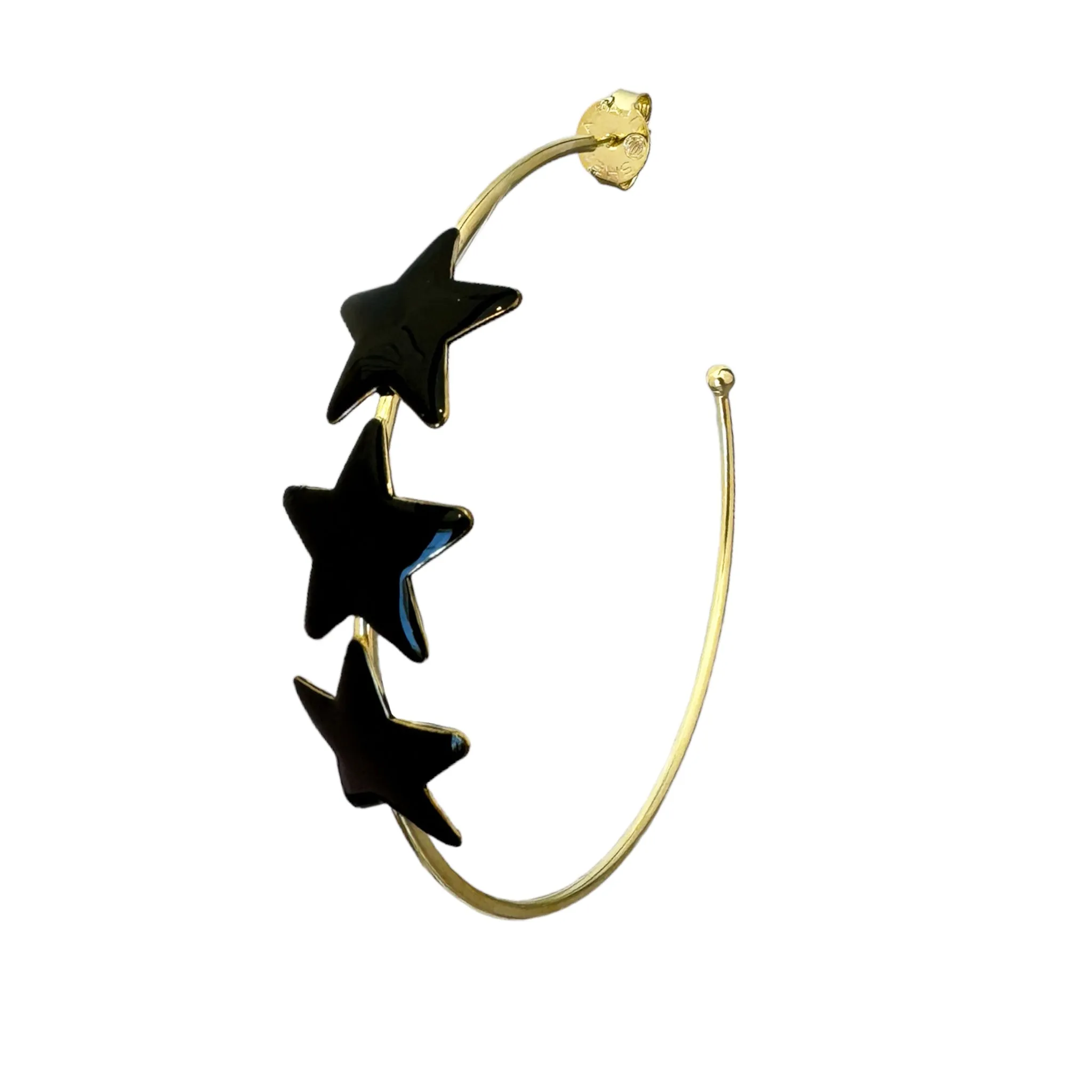 Sheila Fajl Silvina Star Statement Hoop Earrings in Black Resin and Gold Plated