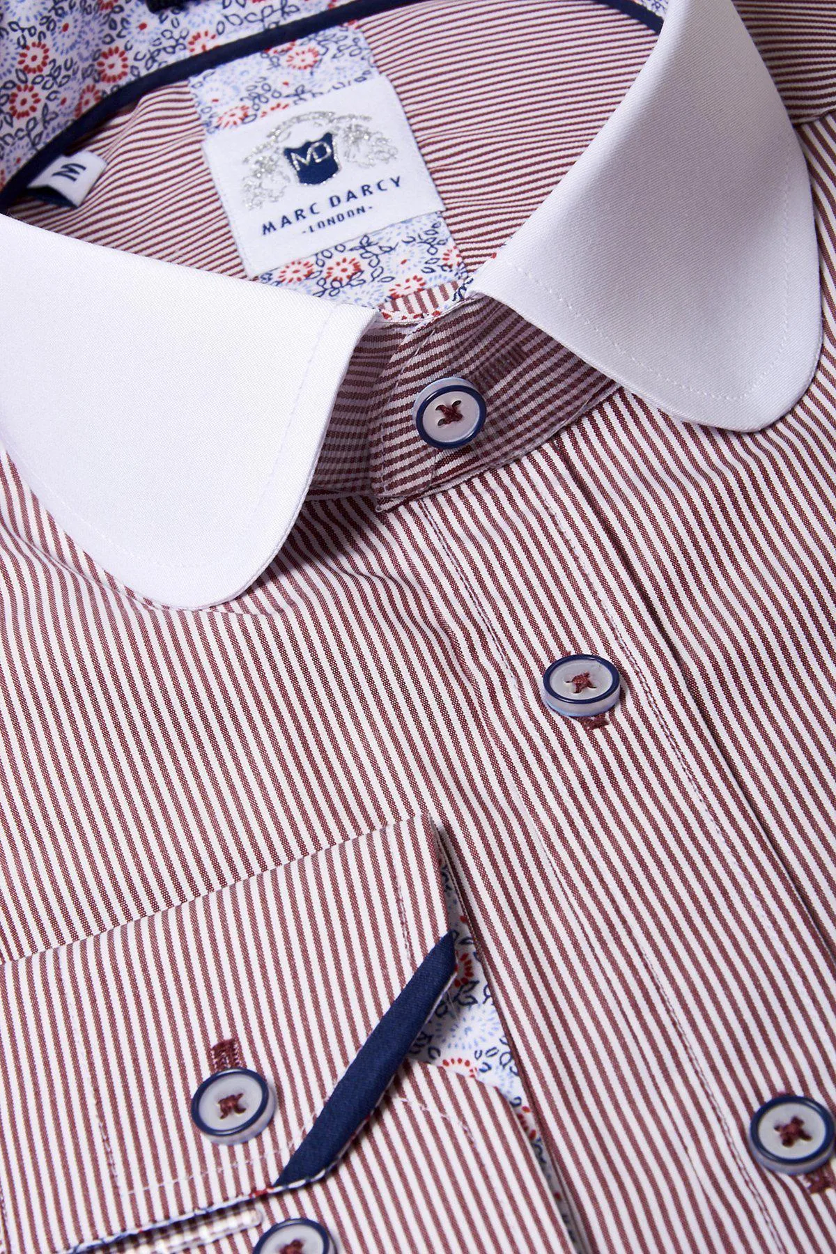 SHELBY - Wine Stripe Penny Collar Shirt