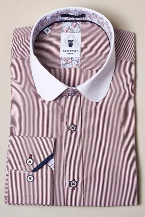 SHELBY - Wine Stripe Penny Collar Shirt