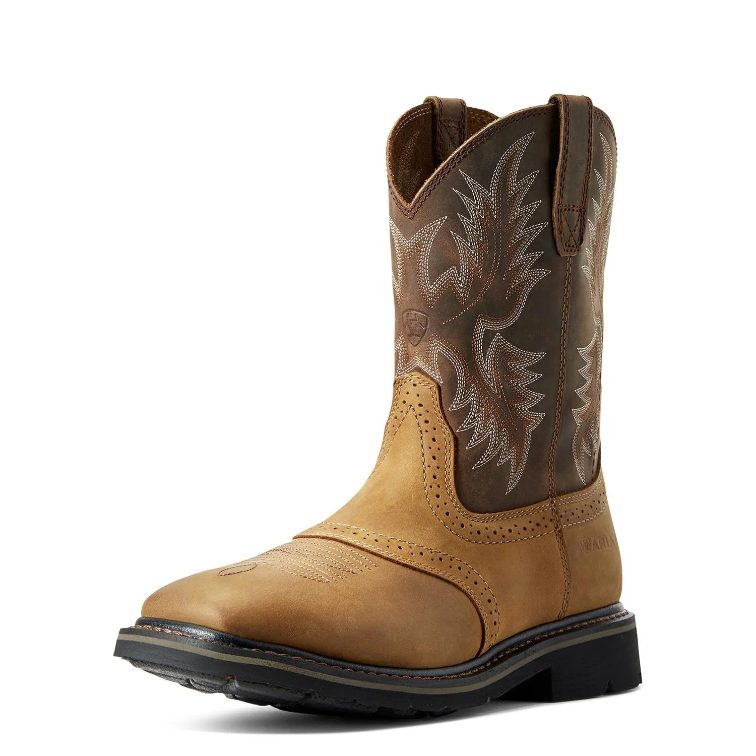 Sierra Wide Square Toe Work Boot Aged Bark