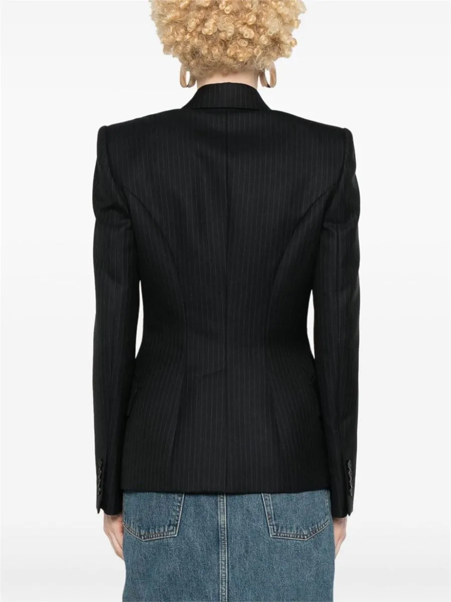 SINGLE-BREASTED PINSTRIPE BLAZER