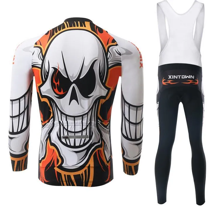 Skull Fire Long Sleeve Cycling Jersey Set