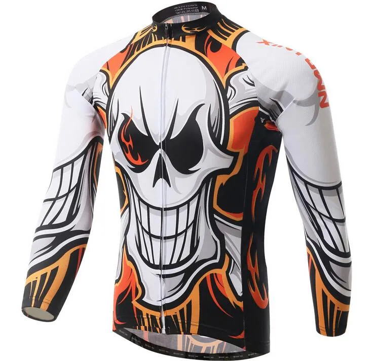 Skull Fire Long Sleeve Cycling Jersey Set