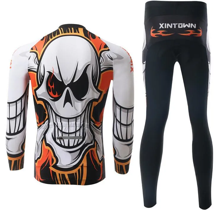 Skull Fire Long Sleeve Cycling Jersey Set