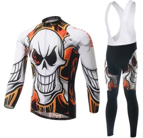 Skull Fire Long Sleeve Cycling Jersey Set