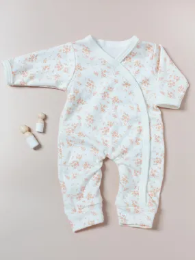 Sleepsuit, Apricot Floral, Premium 100% Organic Cotton