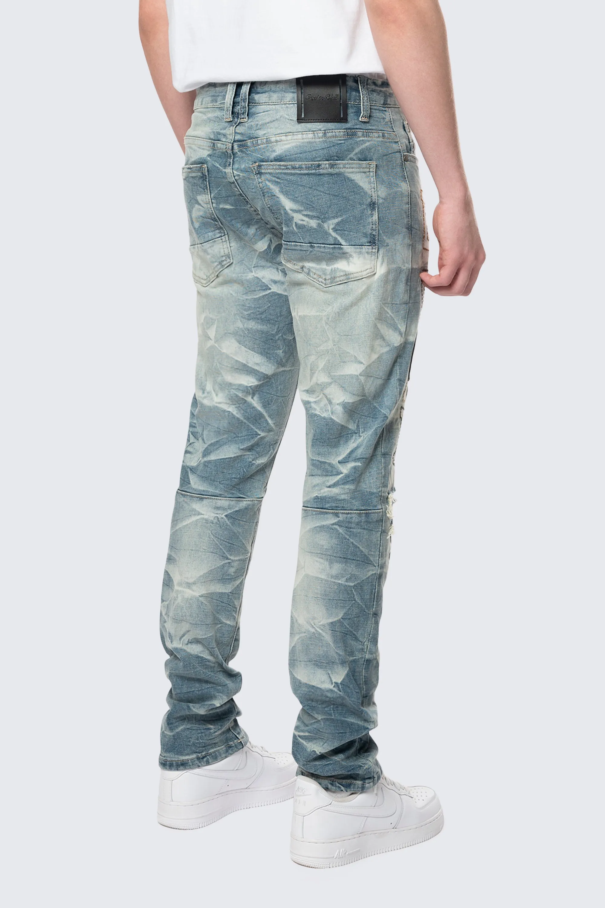 Slim Varsity Patch Jeans - Clyde Blue