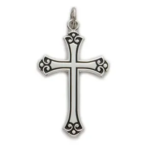 Sterling Silver Cross with Black Boxed