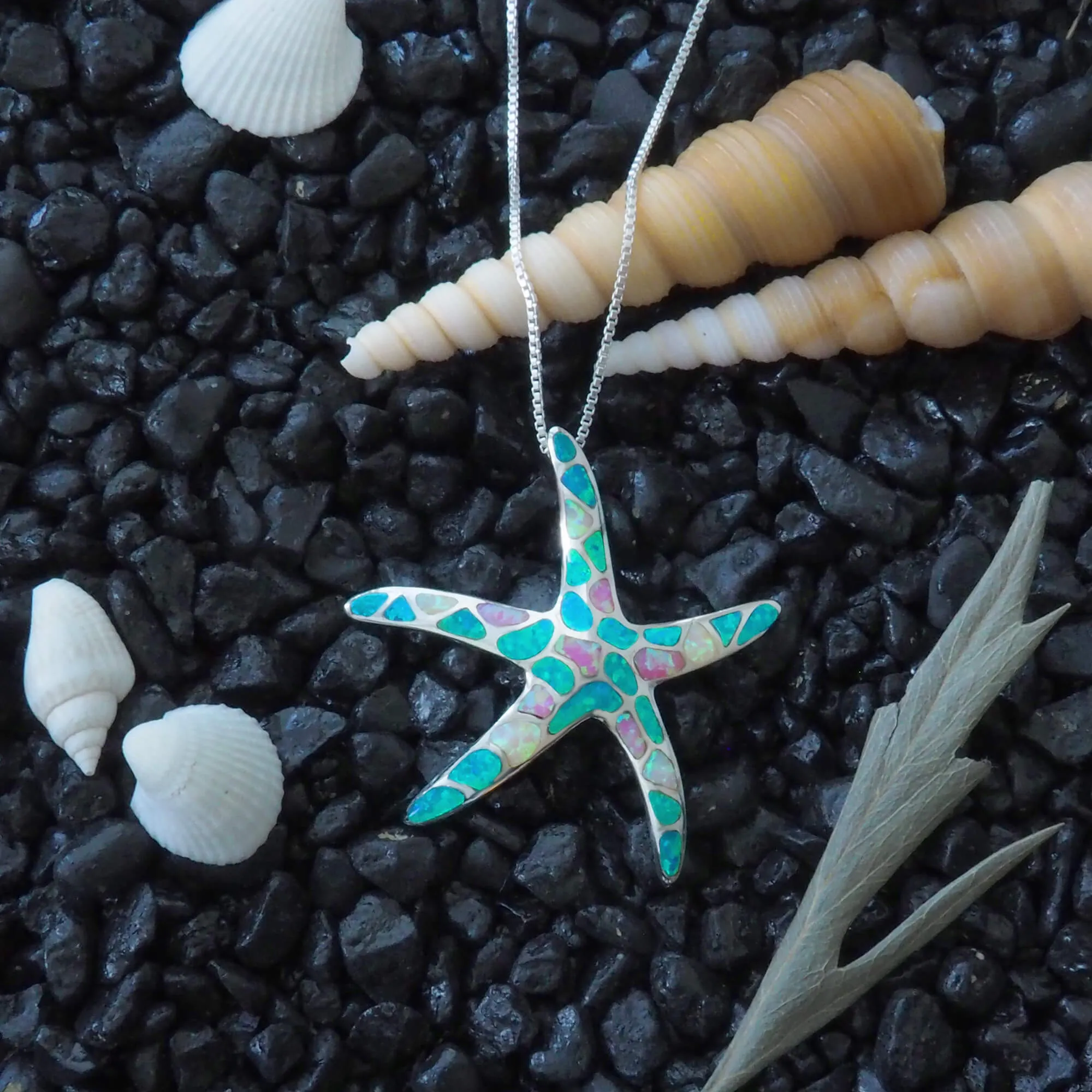 Sterling Silver Starfish Pendant Necklace, 16 2" Extender